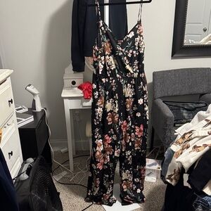 SHEIN Black Floral Jumpsuit